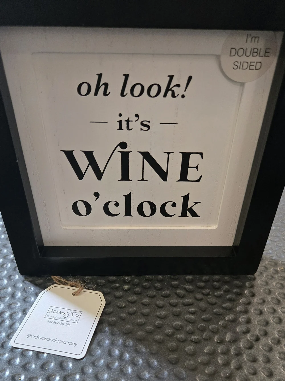 NWT Classic Black Square Picture Frame Double Sided with Chocolate & Wine Quotes